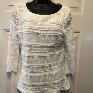 White Large blouse with lace and sheer details